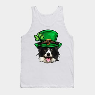 St Patricks Day Border Collie Tank Top